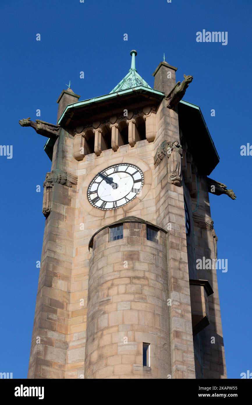 Art Nouveau clock tower, Lindley, Huddersfield, West Yorkshire Stock