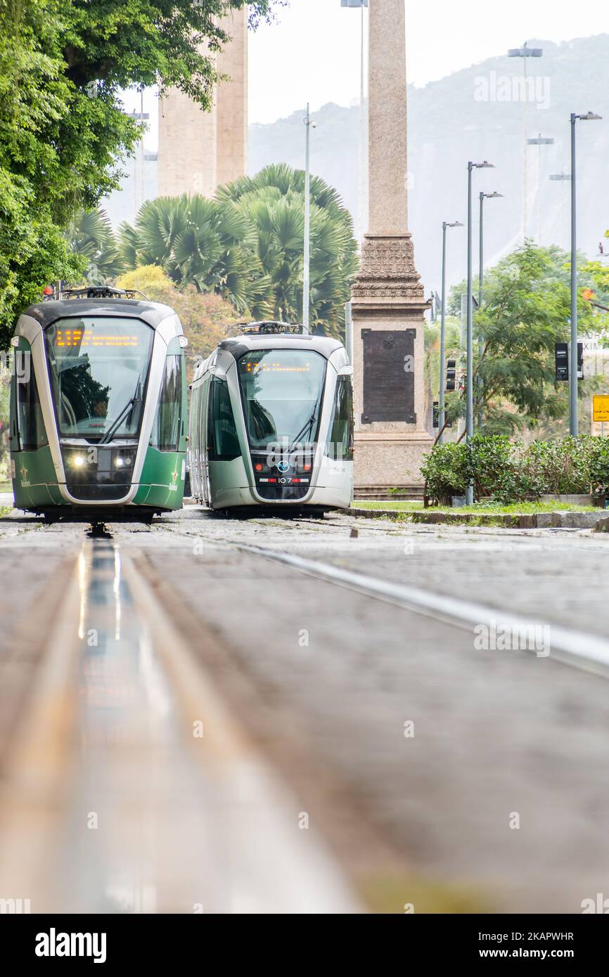 VLT train in downtown Rio de Janeiro, Brazil - September 11, 2022: VLT ...