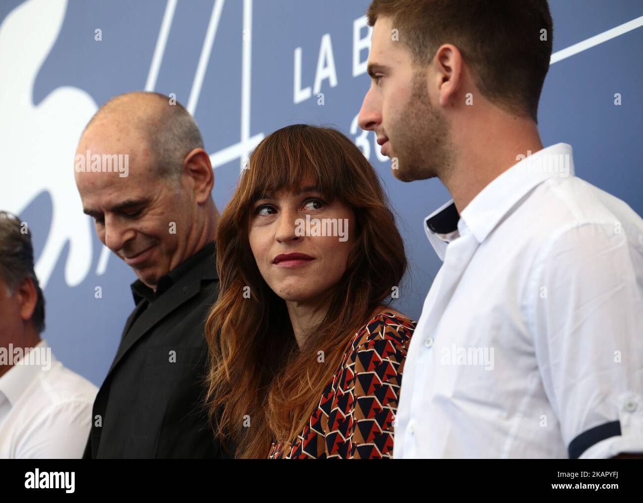 Director Samuel Maoz, actress Sarah Adler and actor Yonathan Shiray attend the photocall of the movie 'Foxtrot' presented in competition at the 74th Venice Film Festival in Venice, Italy, on September 2, 2017. (Photo by Matteo Chinellato/NurPhoto) Stock Photo