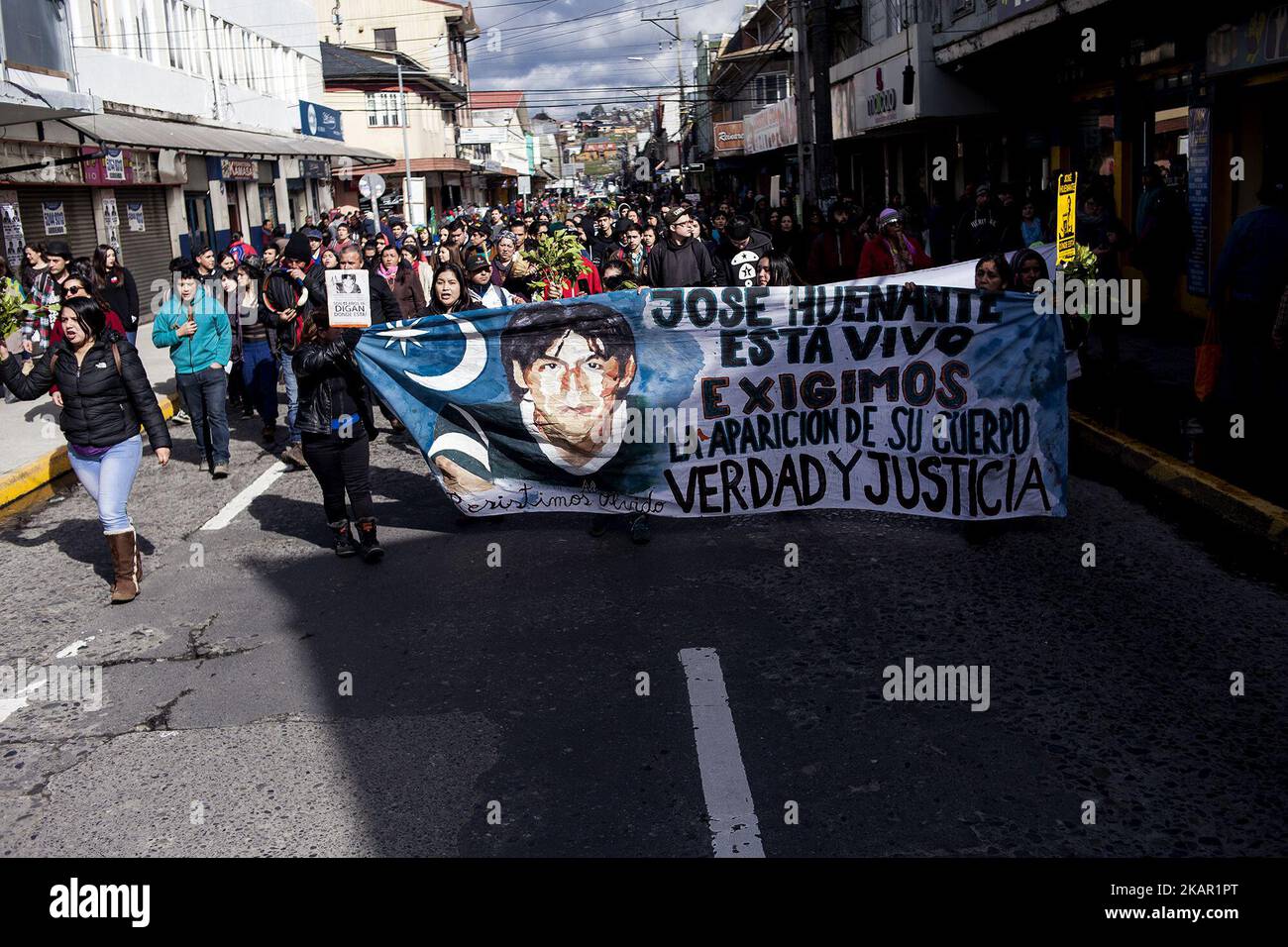 Relatives and friends held a demonstration to commemorate the 12 years of the disappearance of the young José Huenante at the hands of the Chilean policeJosé Gerardo Huenante Huenante, a 16-year-old boy, was arrested and made to disappear by the Chilean police on September 3, 2005 in the city of Puerto Montt in southern Chile. José disappears during the government of the Concertación chaired by Ricardo Lagos. He is the second detainee disappeared in civilian governments. The body has not yet been found 12 years after his arrest and the culprits are still at large in Puerto Montt, Chile. (Photo Stock Photo