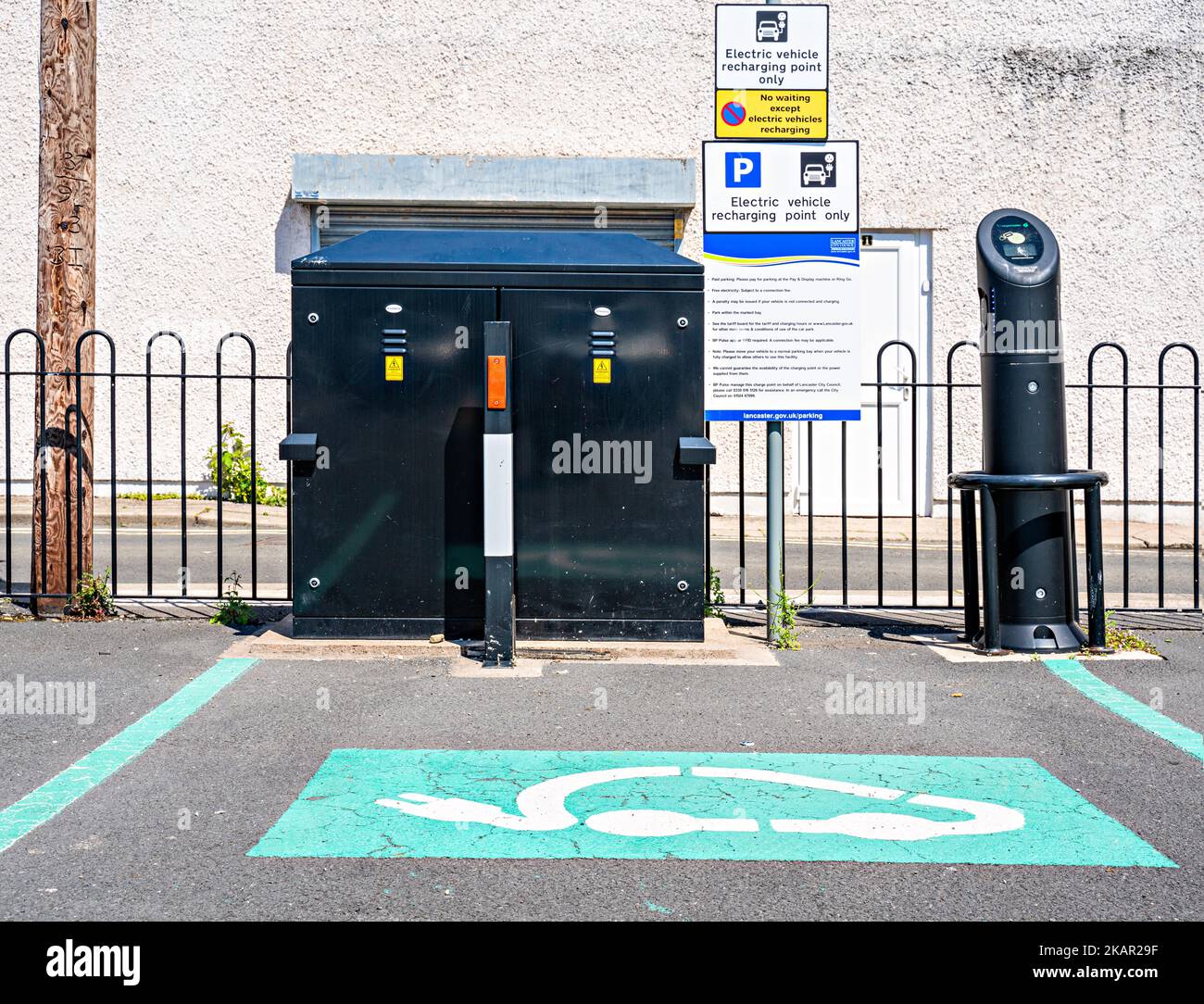 Electric vehicle recharging point in Morecambe, Lancashire, UK Stock Photo