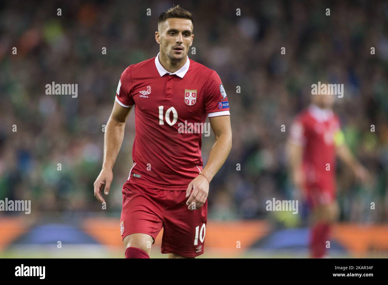 Dusan Tadic of Serbia during the FIFA World Cup 2018 Qualifying Round match between Republic of Ireland and Serbia at Aviva Stadium in Dublin, Ireland on September 5, 2017 (Photo by Andrew Surma/NurPhoto) Stock Photo