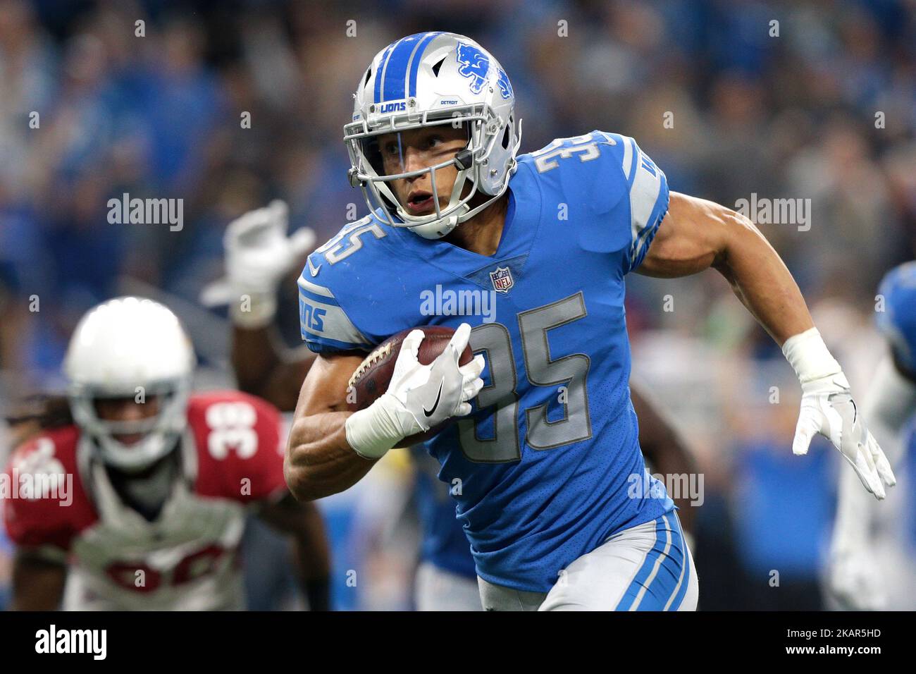 Detroit Lions strong safety Miles Killebrew (35) runs the ball during the second half of an NFL football game against the Arizona Cardinals in Detroit, Michigan USA, on Sunday, September 10, 2017. (Photo by Jorge Lemus/NurPhoto) Stock Photo