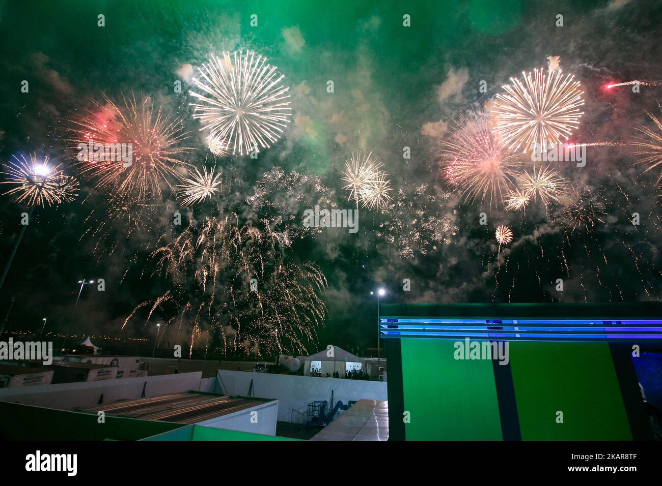 End of the first day of Rock in Rio 2017, at City of Rock, in the Olympic Park Rio 2016, in Rio de Janeiro. (Photo by Luiz Souza/NurPhoto) Stock Photo