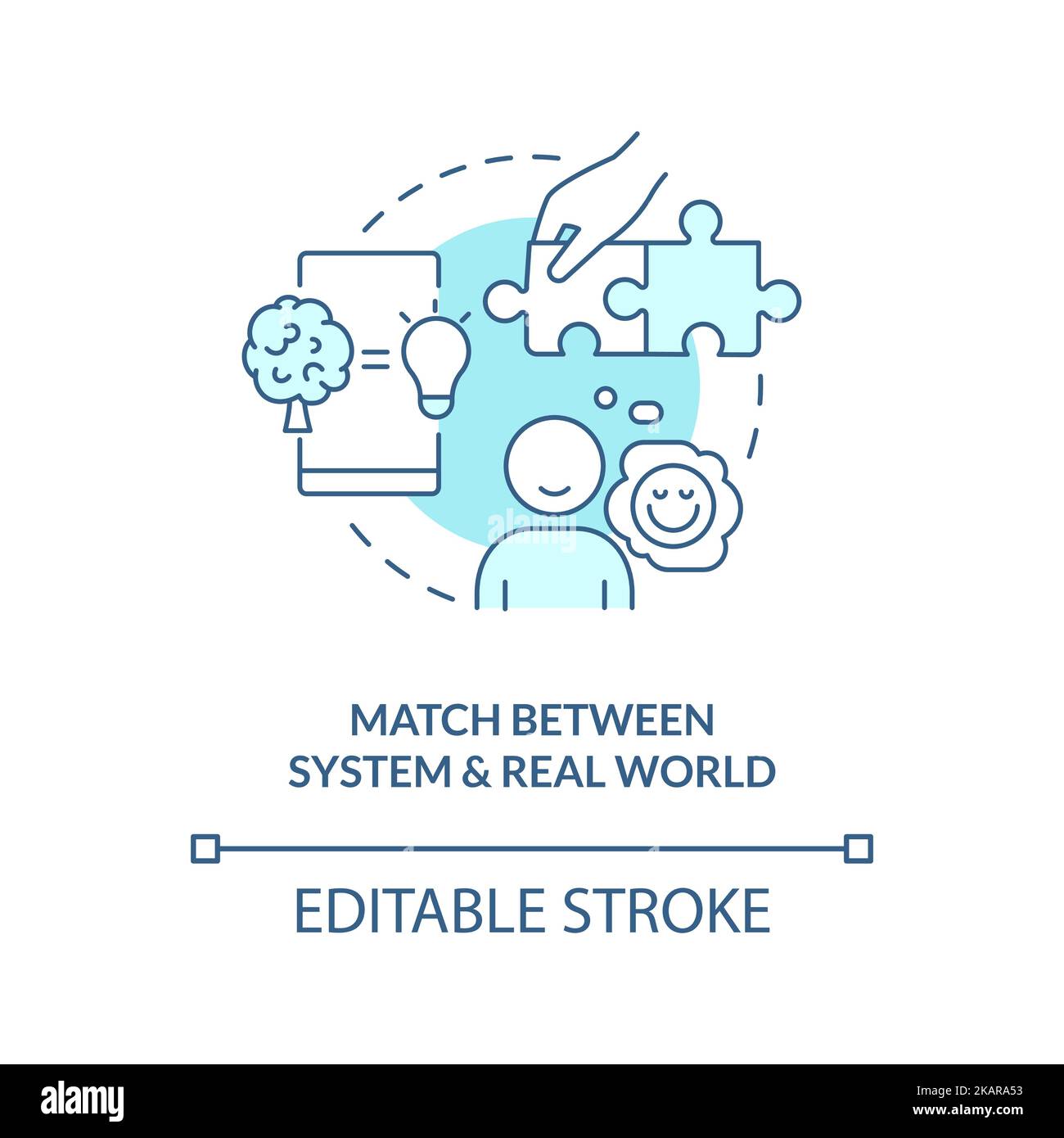 Match between system and real world turquoise concept icon Stock Vector