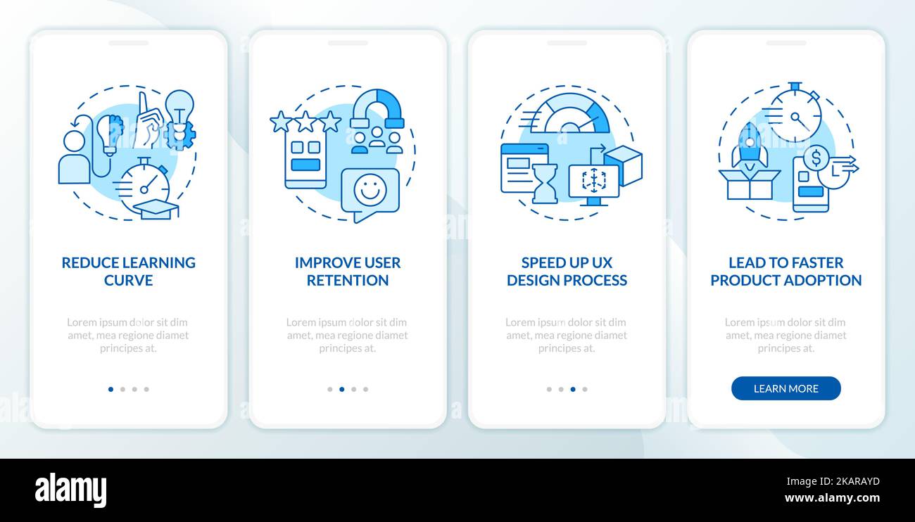 Using familiarity in web design blue onboarding mobile app screen Stock ...