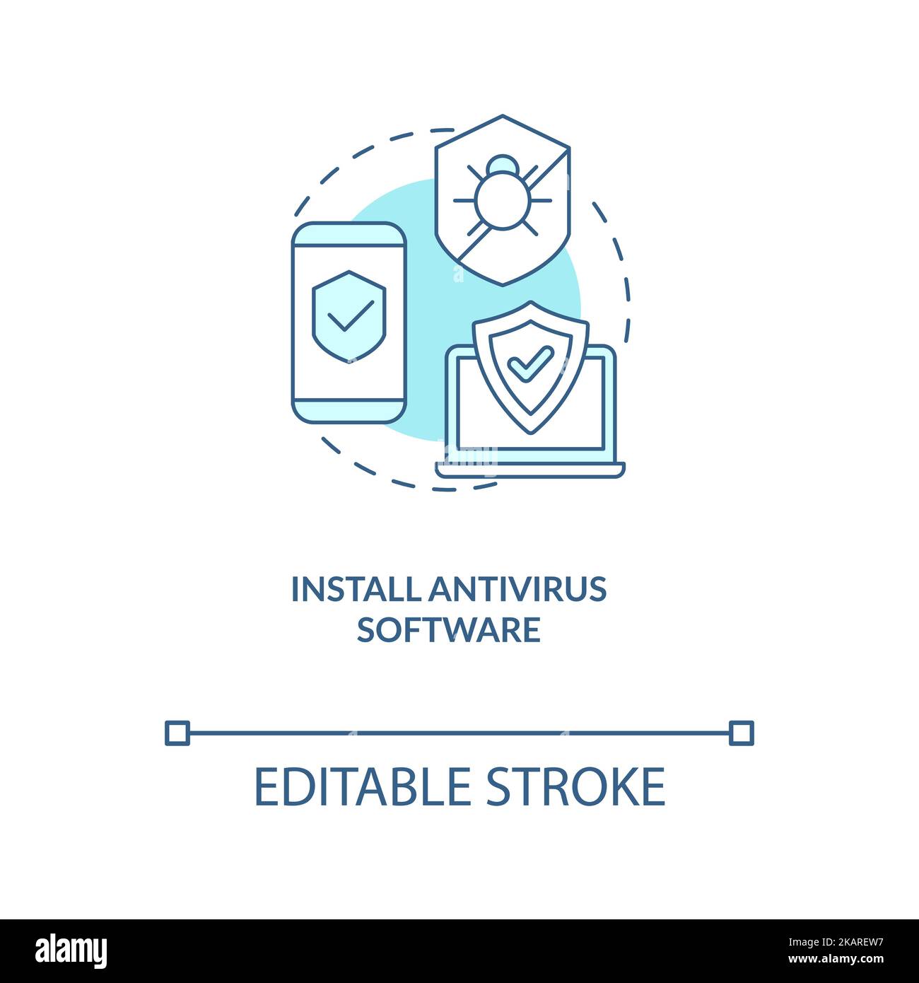 Install antivirus software turquoise concept icon Stock Vector