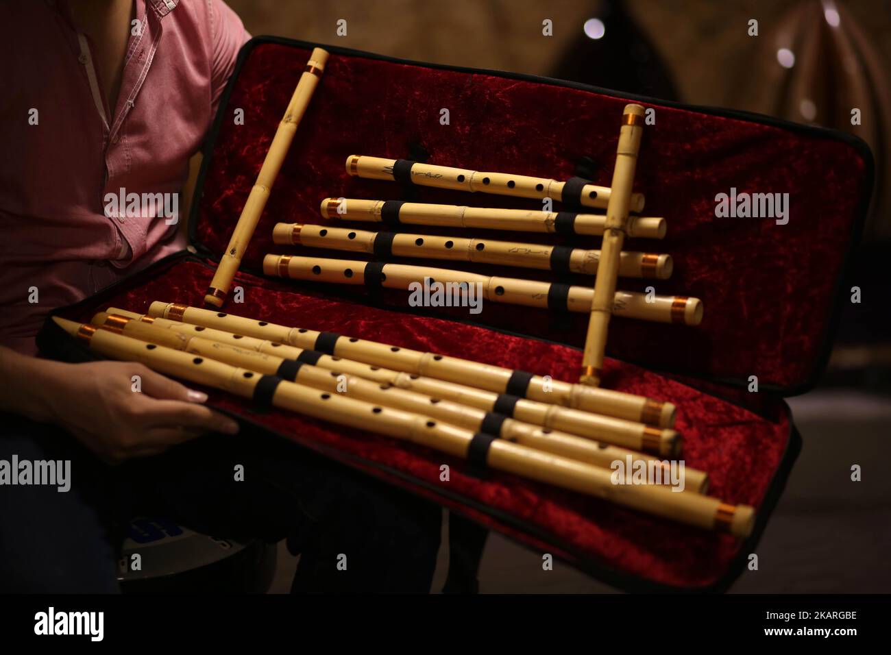 A Palestinian who works in the JARU Electronics Shop selling musical