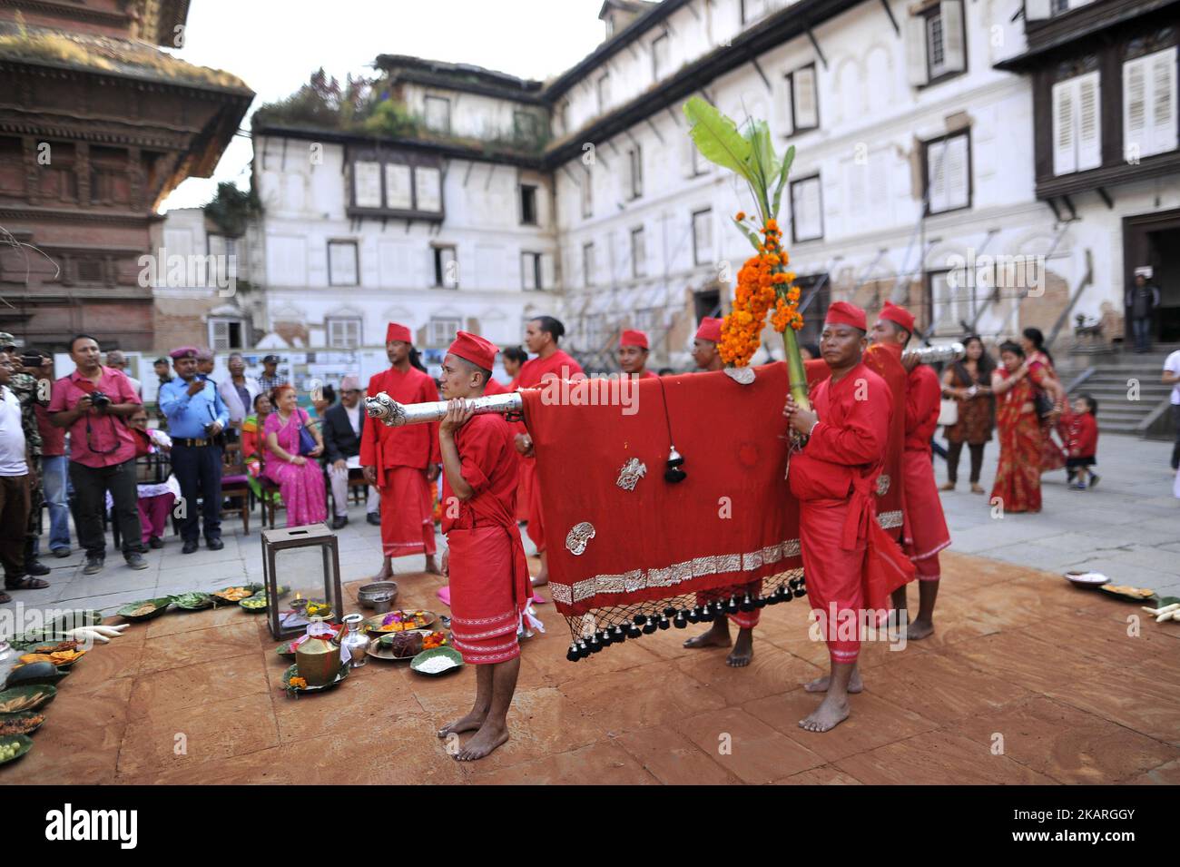 Nepalese priests along with devotees brought Fulpati festival during