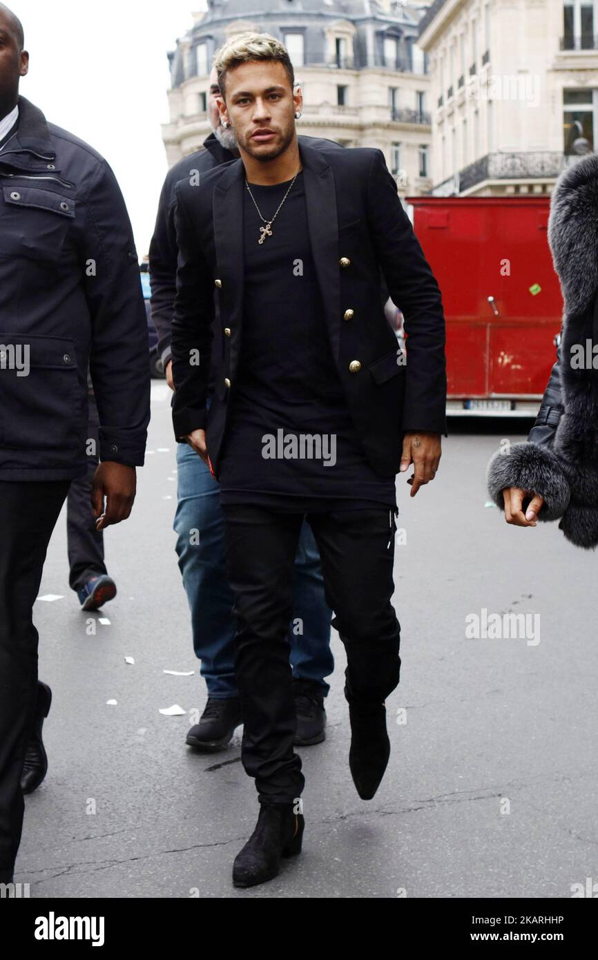 Neymar Attends The Balmain FW20/21 Show At Paris Fashion Week