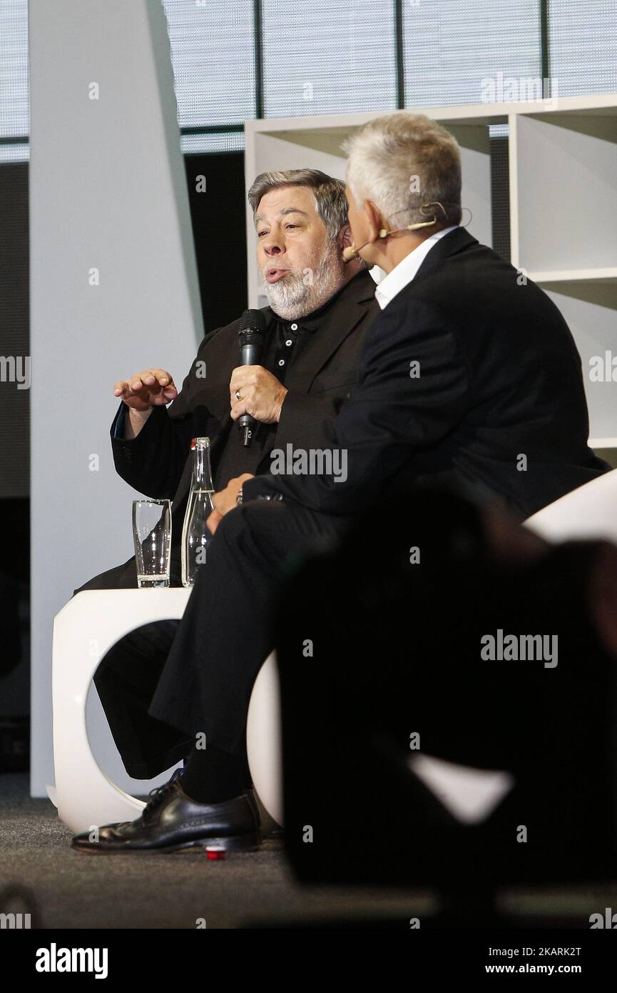 Apple Inc. co-founder Steve Wozniak has a speech during his participation in business forum in Kyiv, Ukraine, September 30, 2017 (Photo by Sergii Kharchenko/NurPhoto) Stock Photo