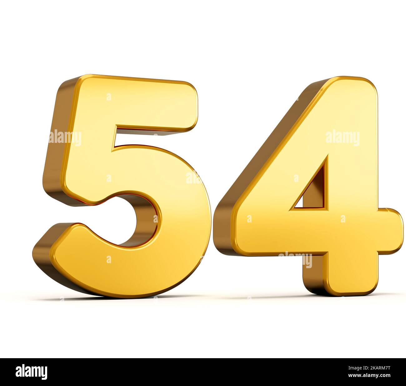 3d illustration of golden number fifty four or 54 isolated on white ...