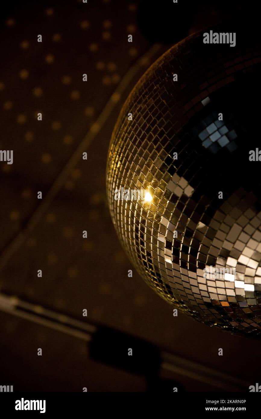 mirrored disco ball hanging from the ceiling Stock Photo Alamy