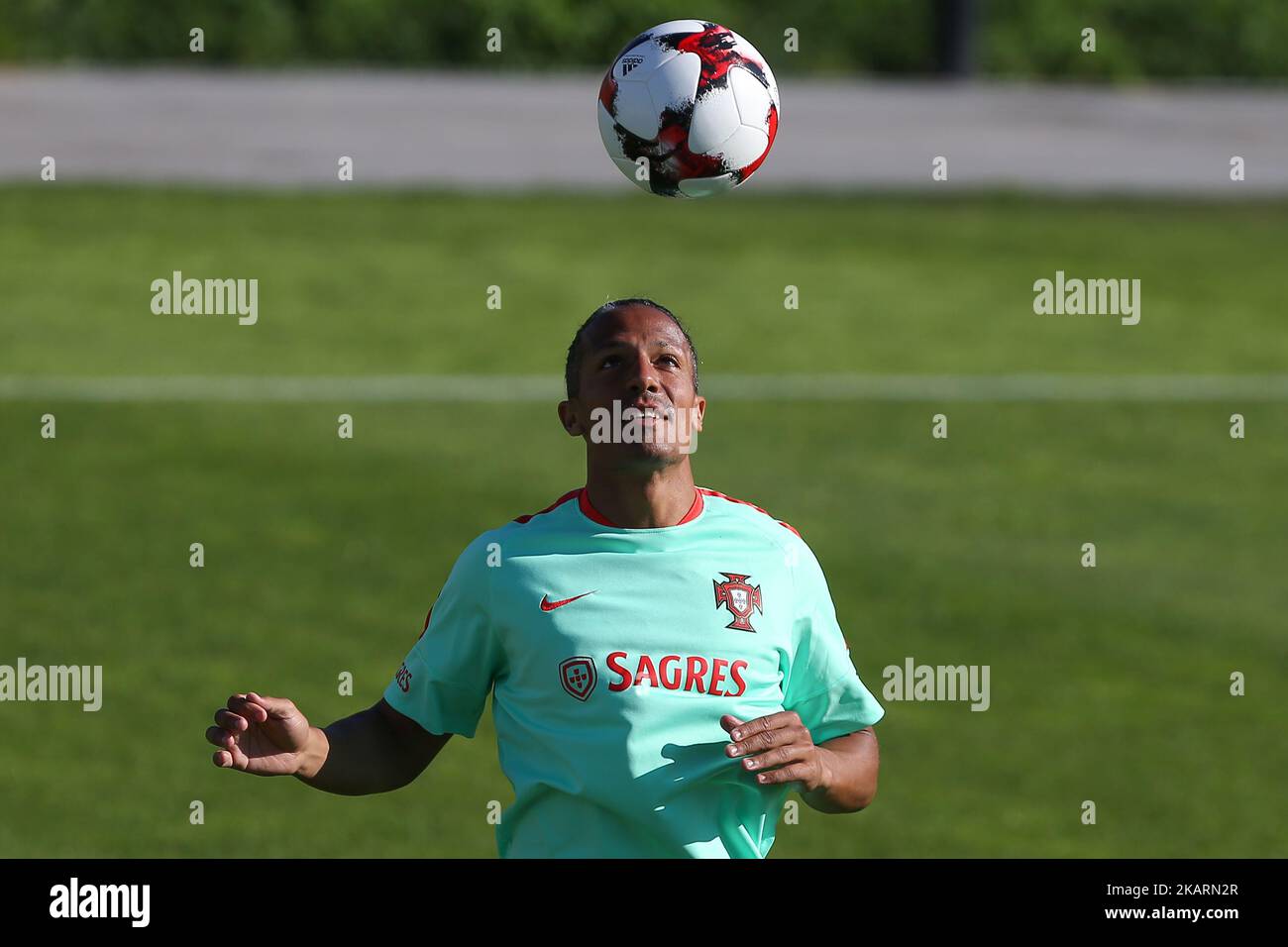 Portugal's defender Bruno Alves in action during National Team Training session before the match between Portugal and Andorra at City Football in Oeiras, Lisbon, Portugal on October 3, 2017. (Photo by Bruno Barros / DPI / NurPhoto) Stock Photo