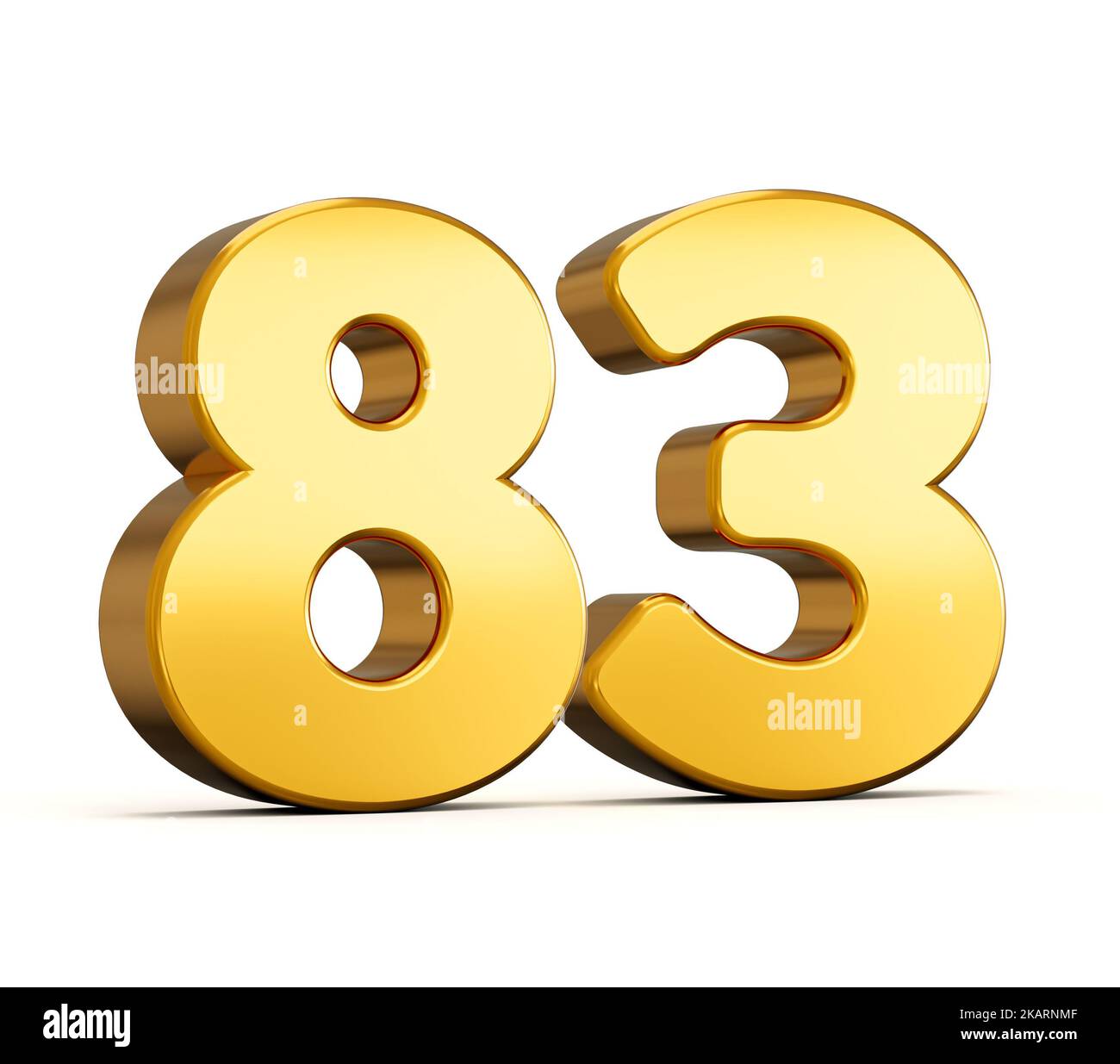 Gold number 83 (number eighty-three) with perforated black