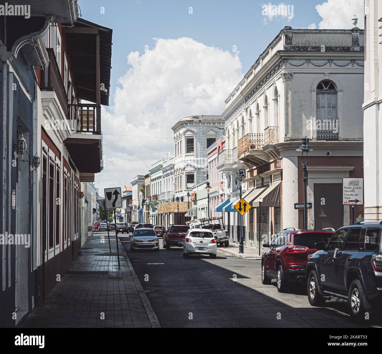 One of the streets of Ponce with some historical buildings in the ...