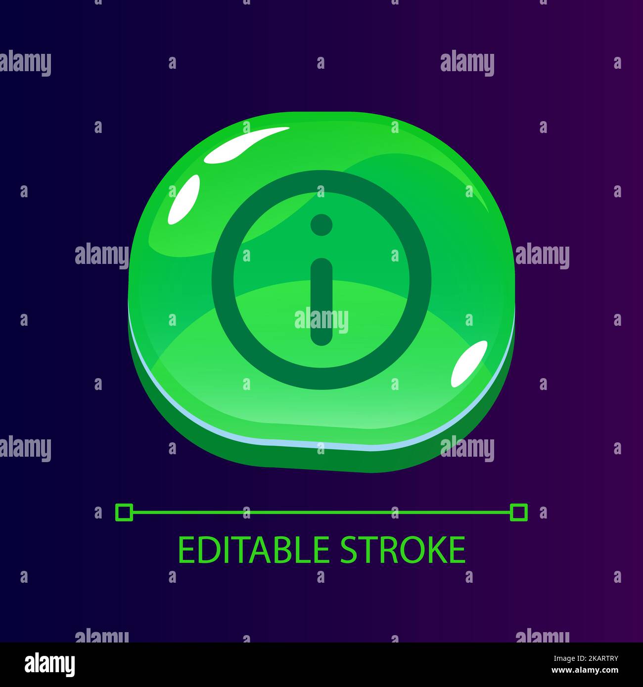 Informational service glossy ui button with linear icon Stock Vector