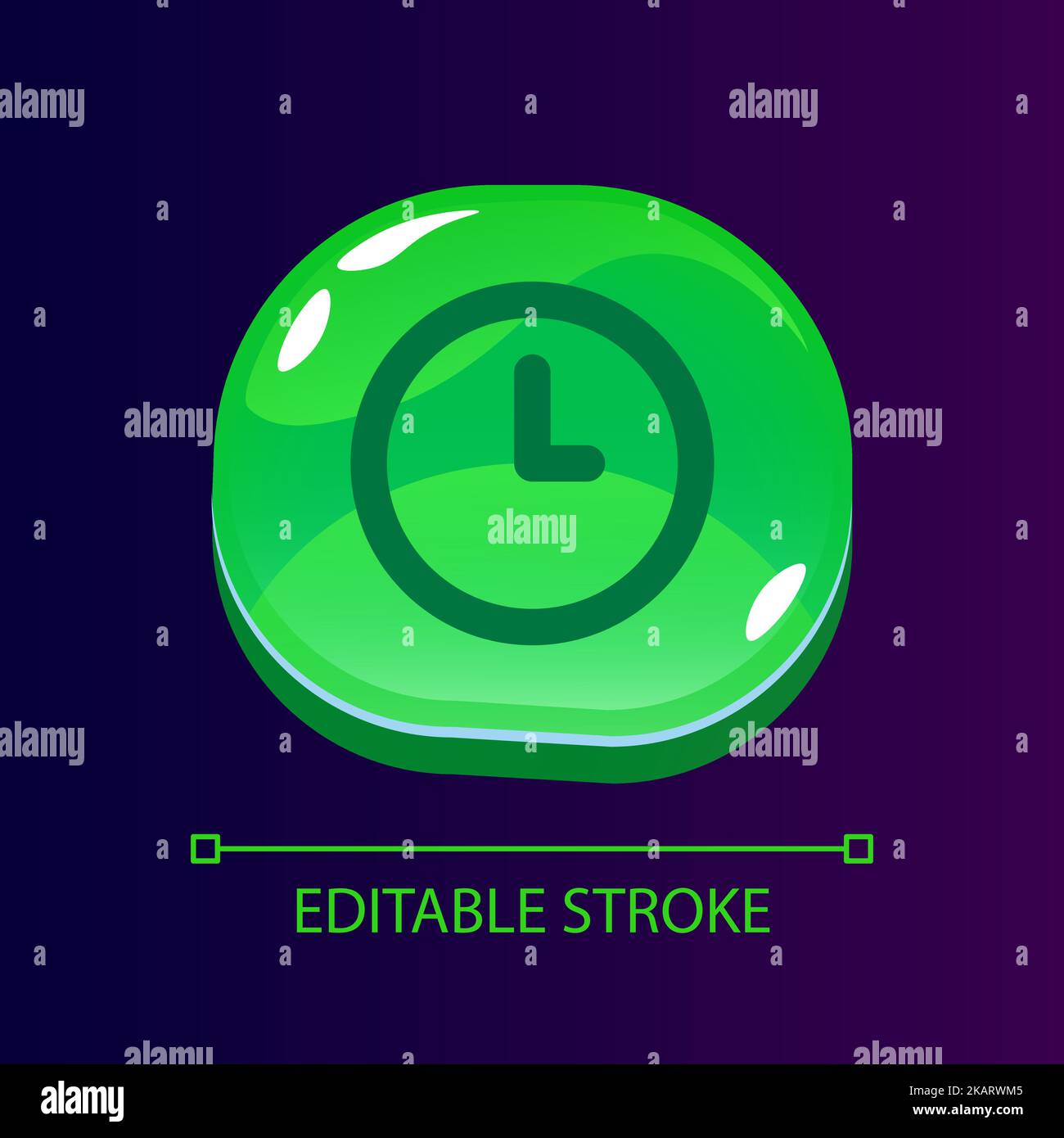Clock setup glossy ui button with linear icon Stock Vector