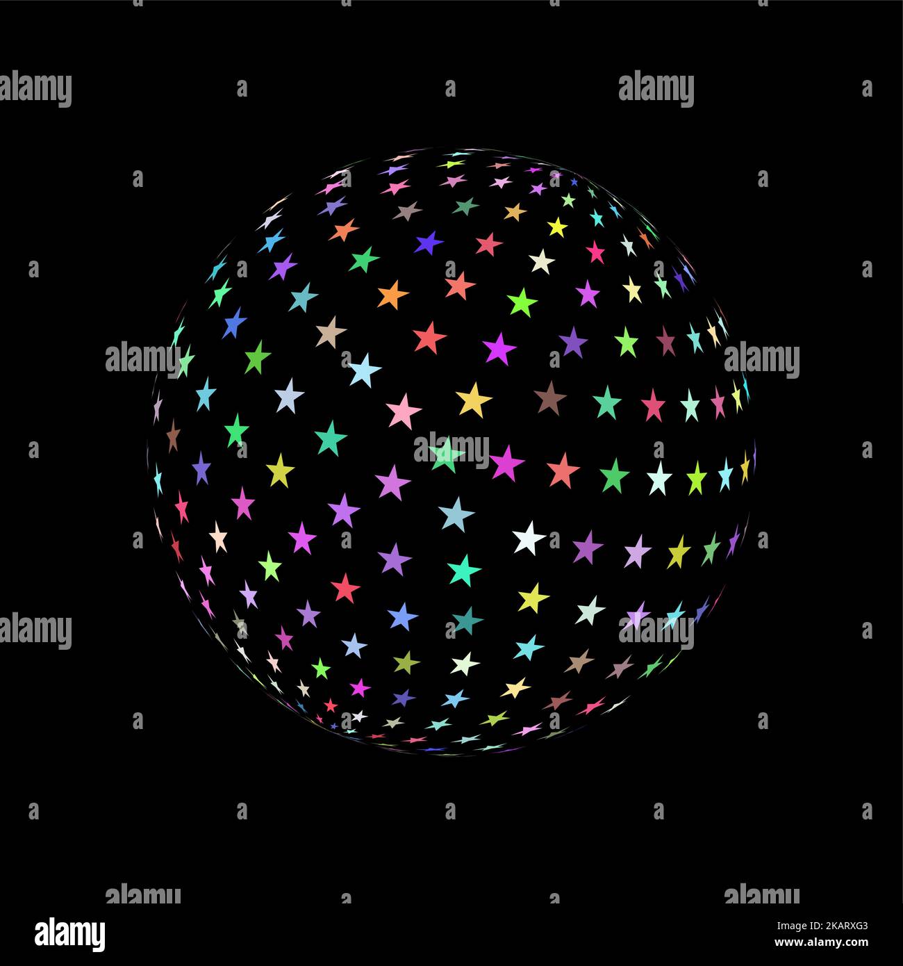 Abstract Sphere Element with Color Star Pattern Isolated on Black ...