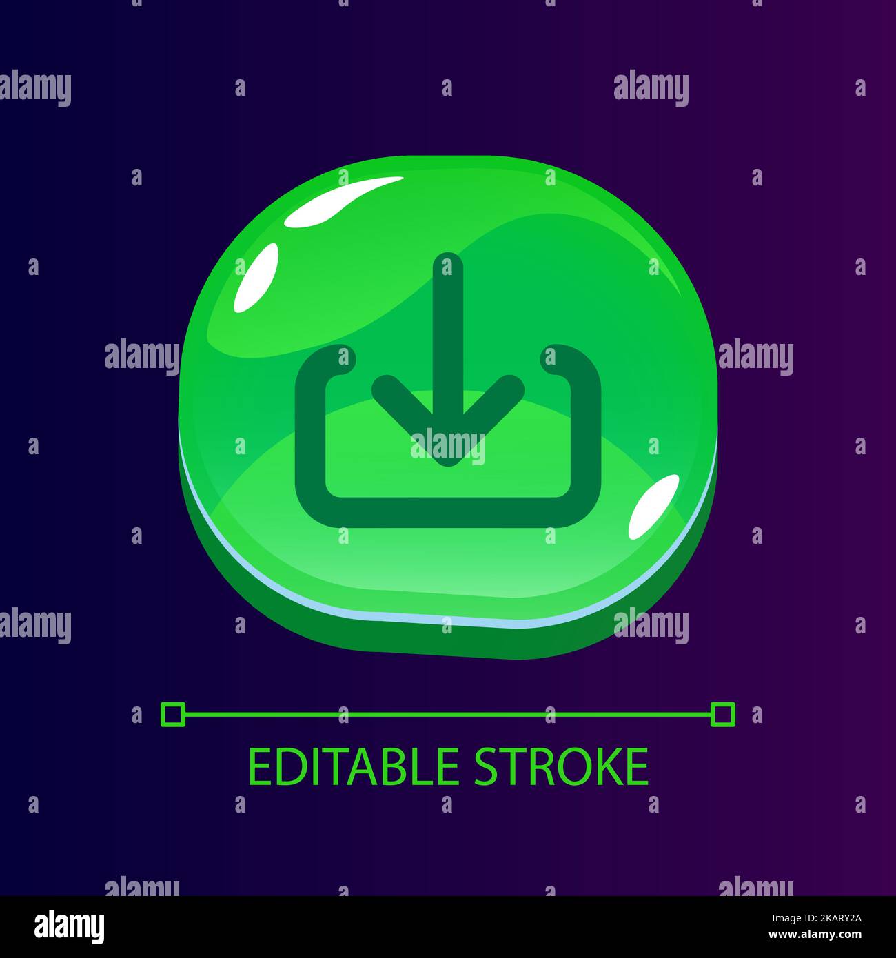 Download files glossy ui button with linear icon Stock Vector
