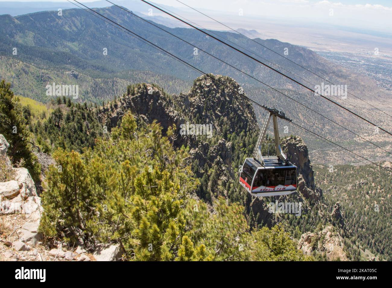An aerial view of Sandia Peak Tramway in Albuquerque, New Mexico in