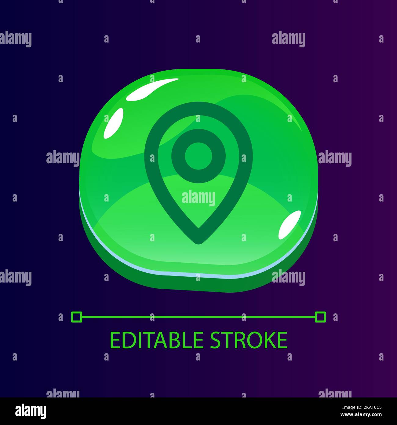 Location mark glossy ui button with linear icon Stock Vector