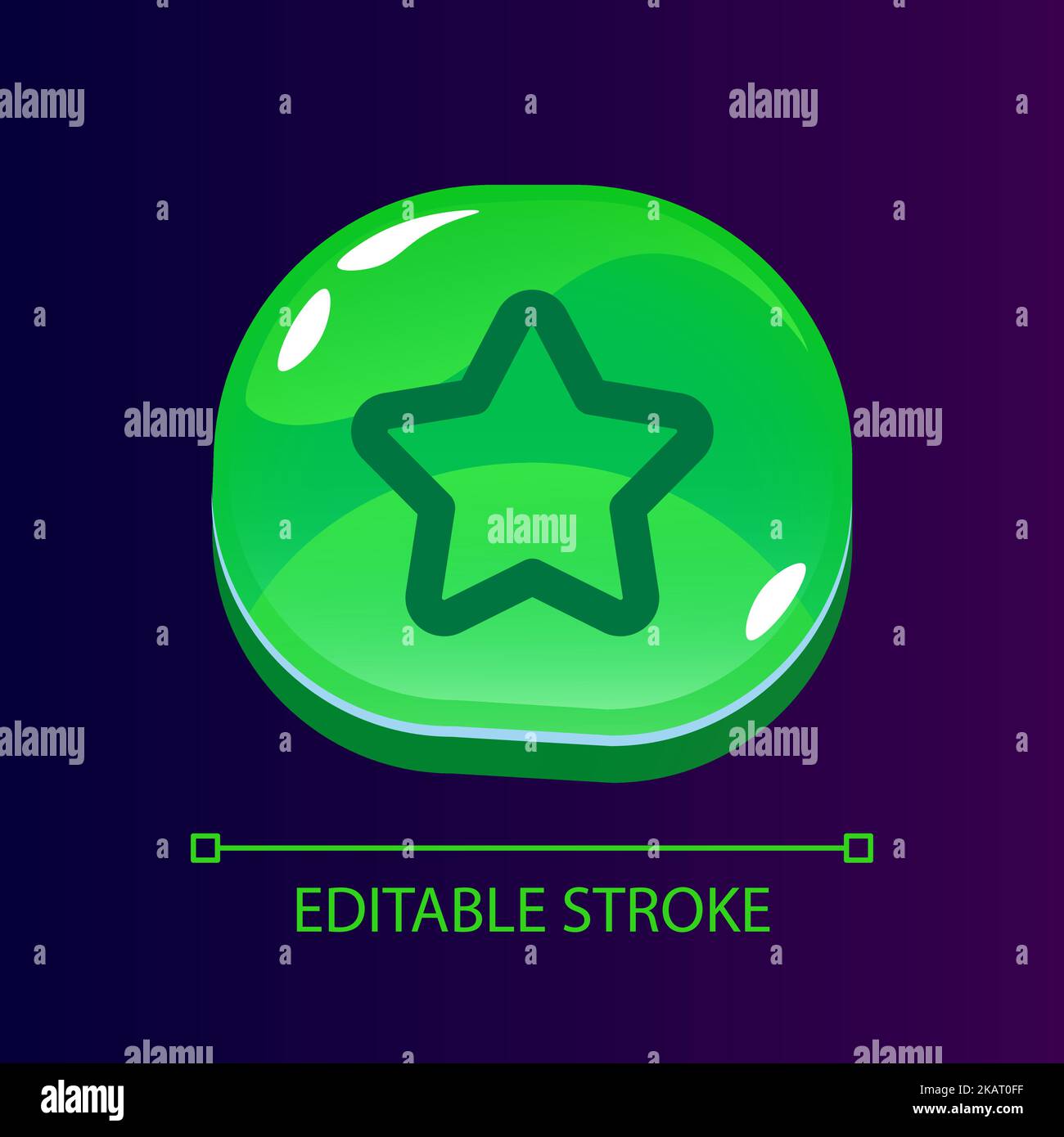 Star glossy ui button with linear icon Stock Vector