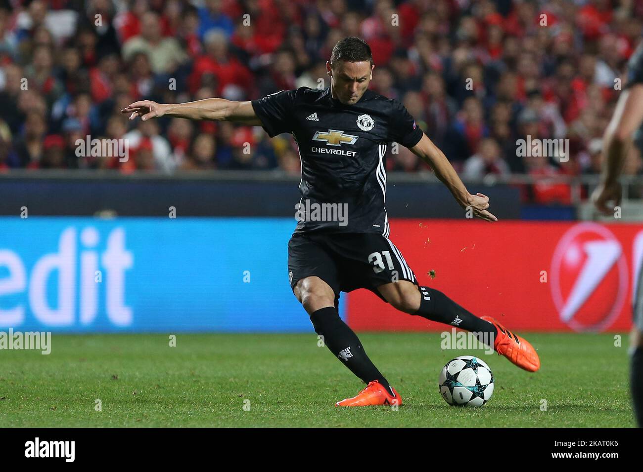 Manchester Uniteds midfielder Nemanja Matic from Serbia during the match between SL Benfica v Manchester United FC UEFA Champions League playoff match at Luz Stadium on October 18, 2017 in Lisbon, Portugal. (Photo by Bruno Barros / DPI / NurPhoto) Stock Photo