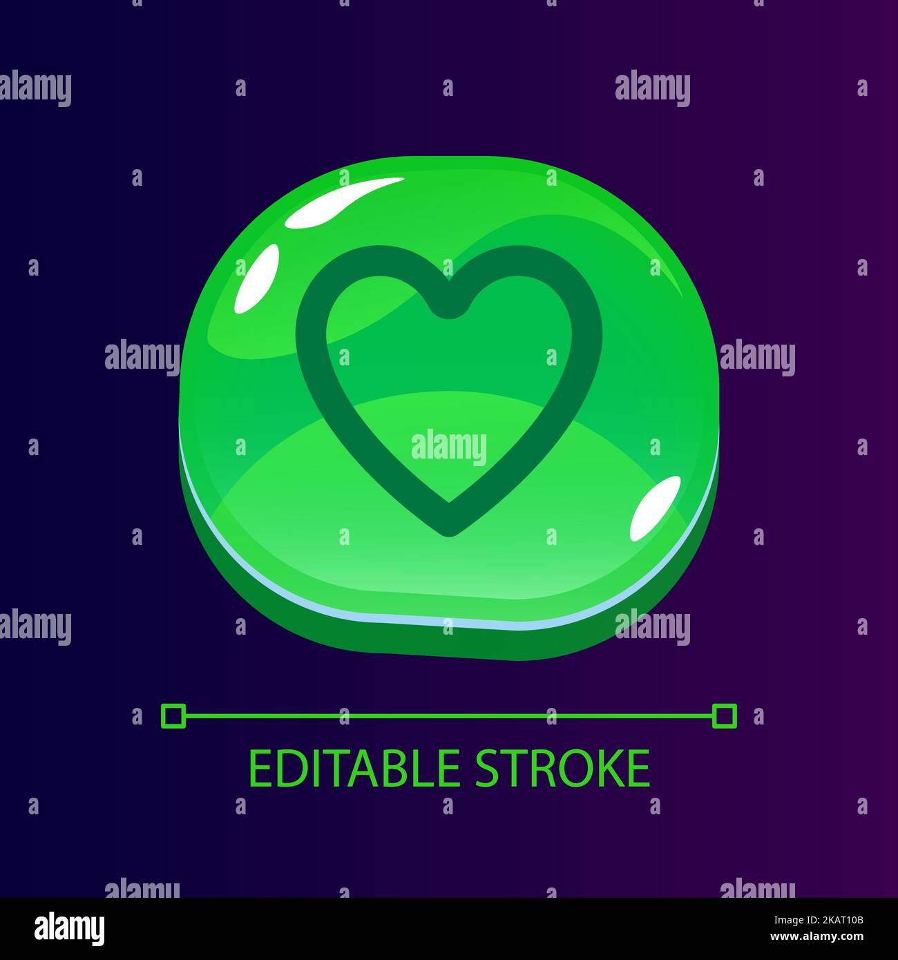 Heart glossy ui button with linear icon Stock Vector