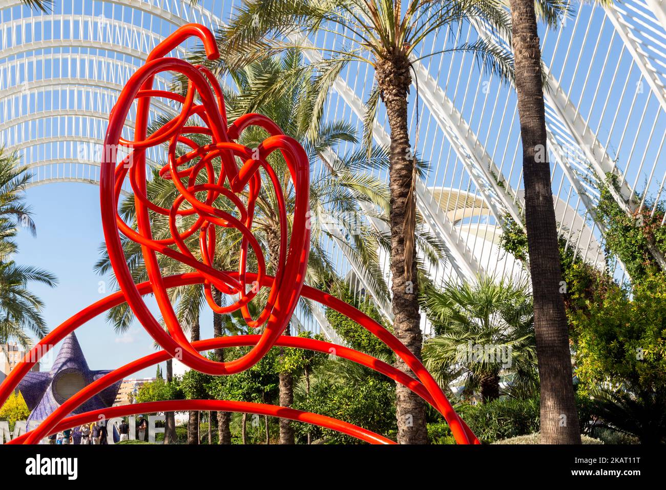 Art installation at the Umbracle (car park), City of Arts and Sciences (Ciudad de las Artes y las Ciencias), Valencia, Spain Stock Photo