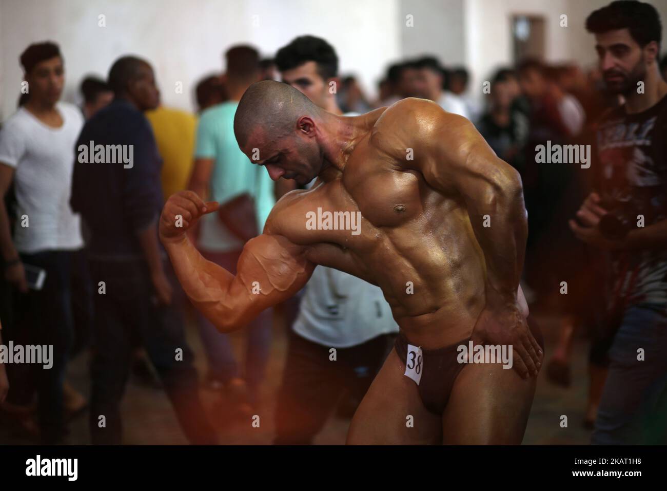 Gaza Bodybuilder A Palestinian contestant prepares for a bodybuilding competition in ...