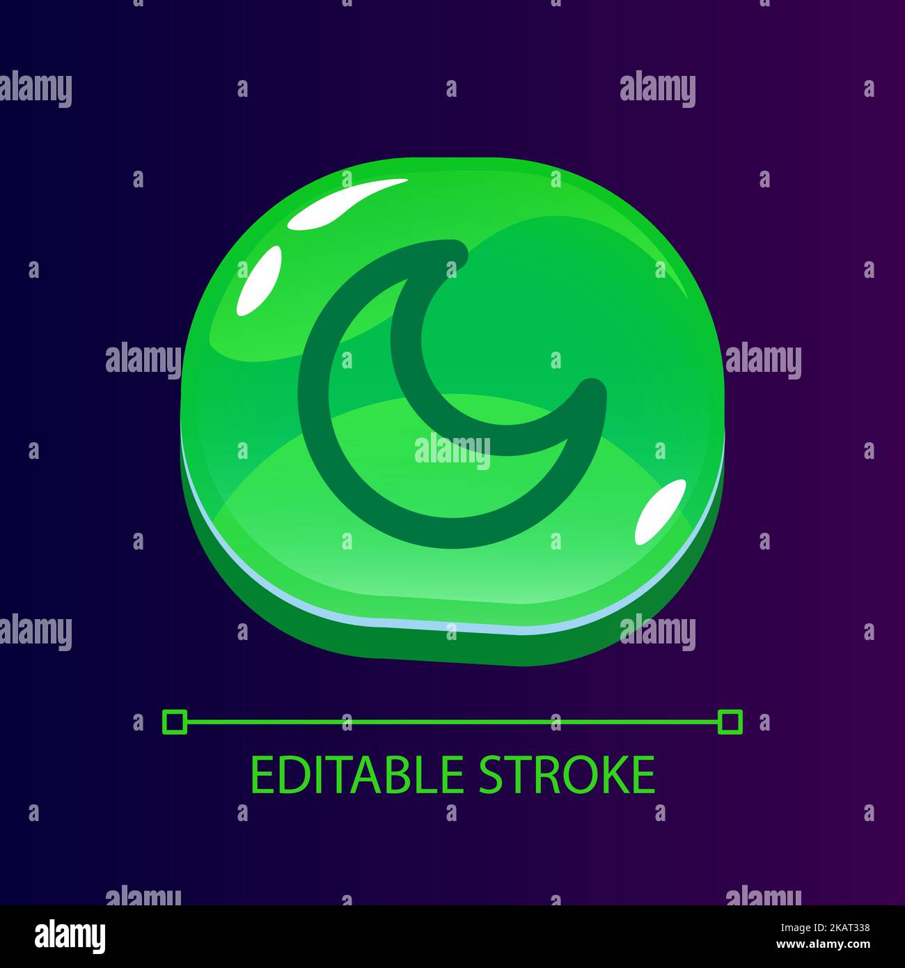 Night mode glossy ui button with linear icon Stock Vector