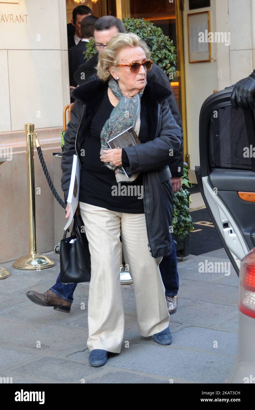 Wife of former French president Bernadette Chirac seen leaving The Bristol Hotel in Paris, France, on May 3, 2016. (Photo by Mehdi Taamallah/NurPhoto) Stock Photo