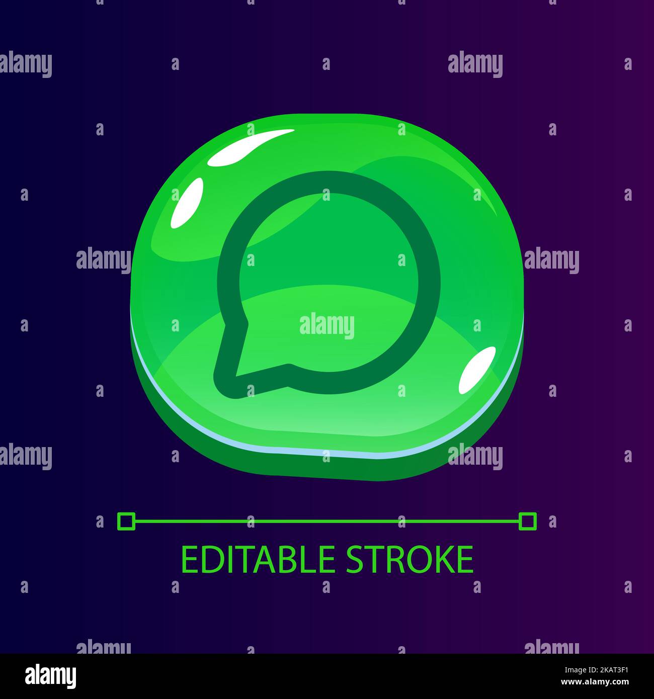 Speech bubble glossy ui button with linear icon Stock Vector
