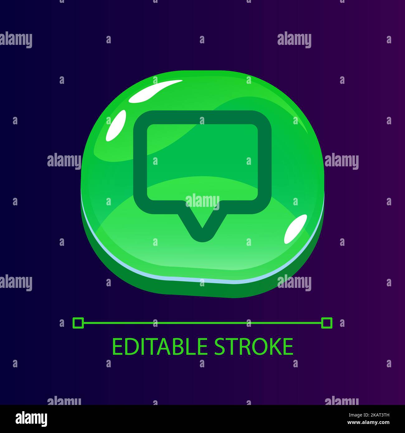 Message glossy ui button with linear icon Stock Vector