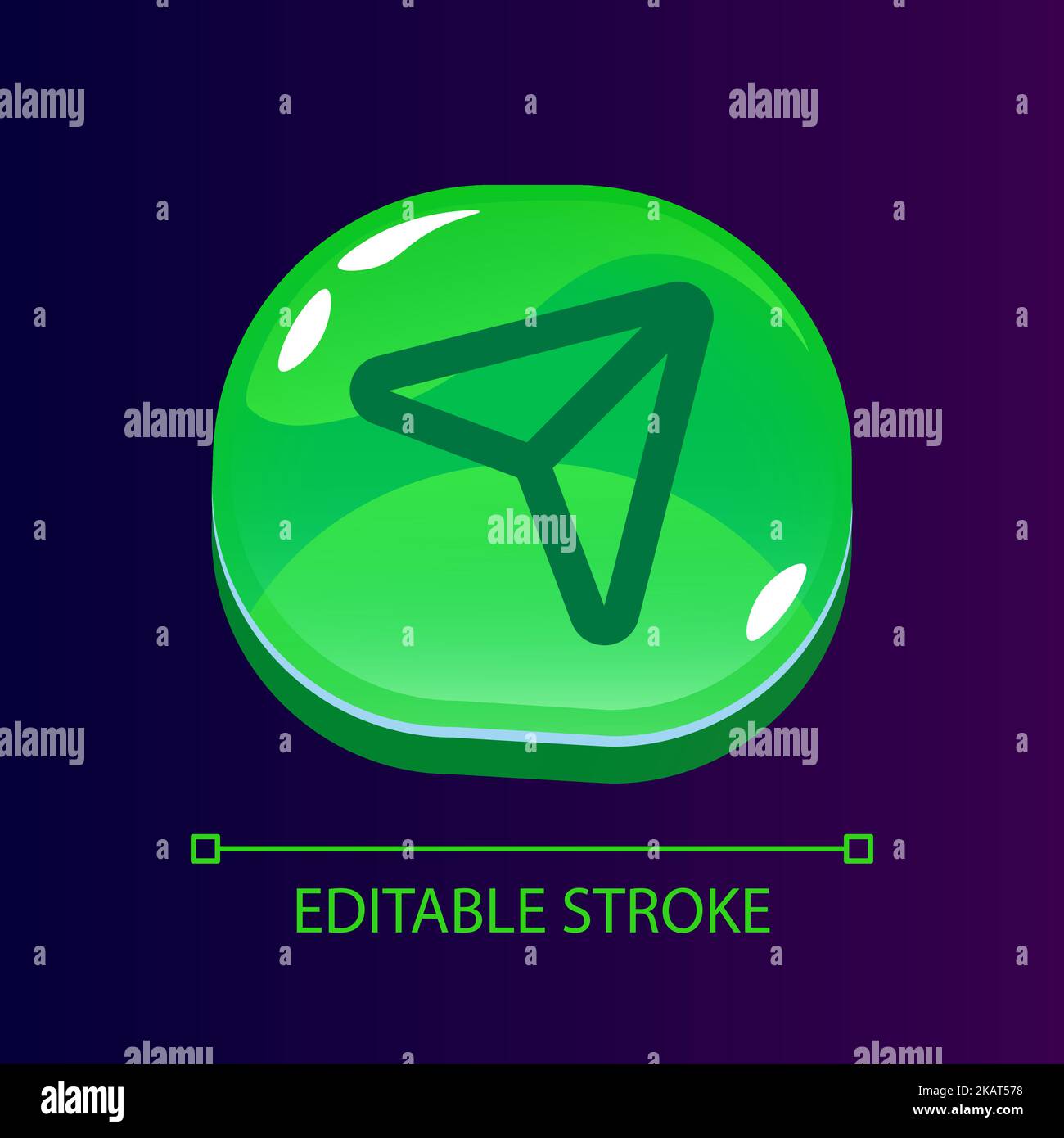 Send message glossy ui button with linear icon Stock Vector