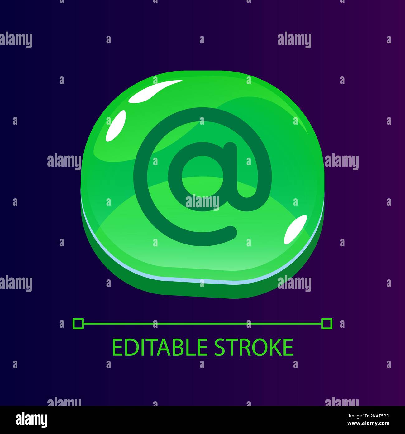 At sign glossy ui button with linear icon Stock Vector