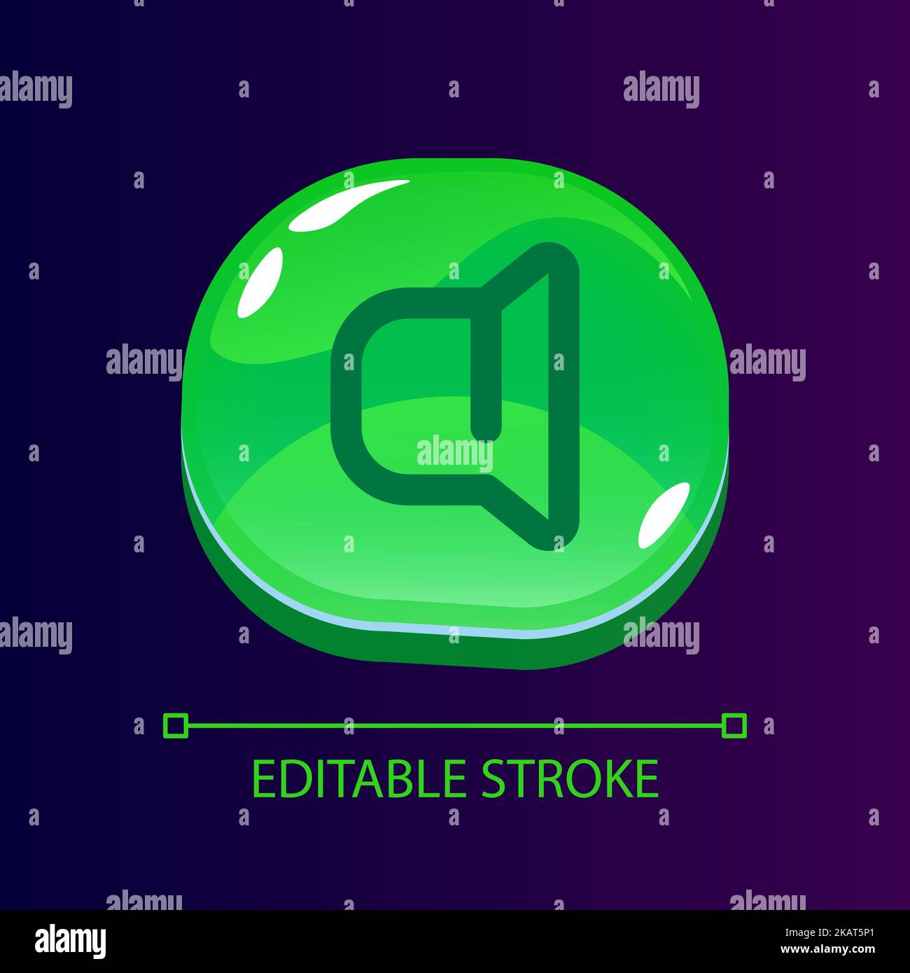 Loudspeaker glossy ui button with linear icon Stock Vector