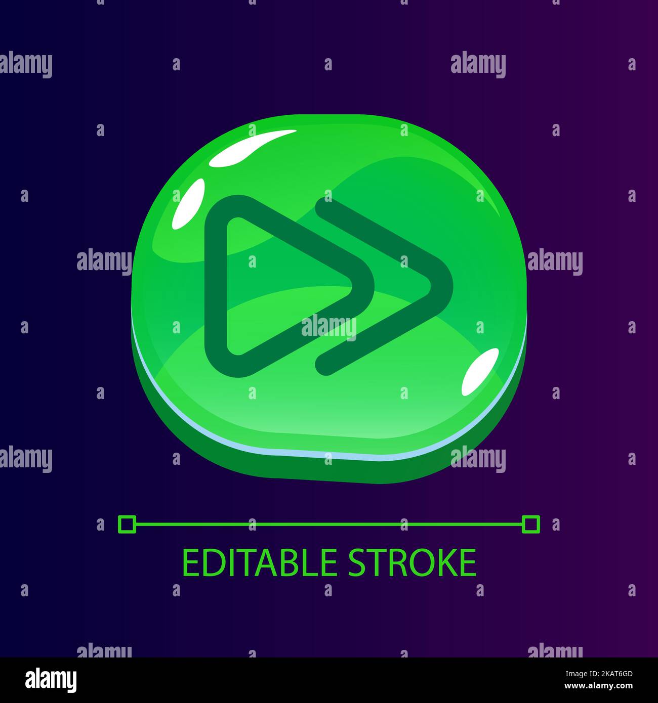 Multimedia control glossy ui button with linear icon Stock Vector