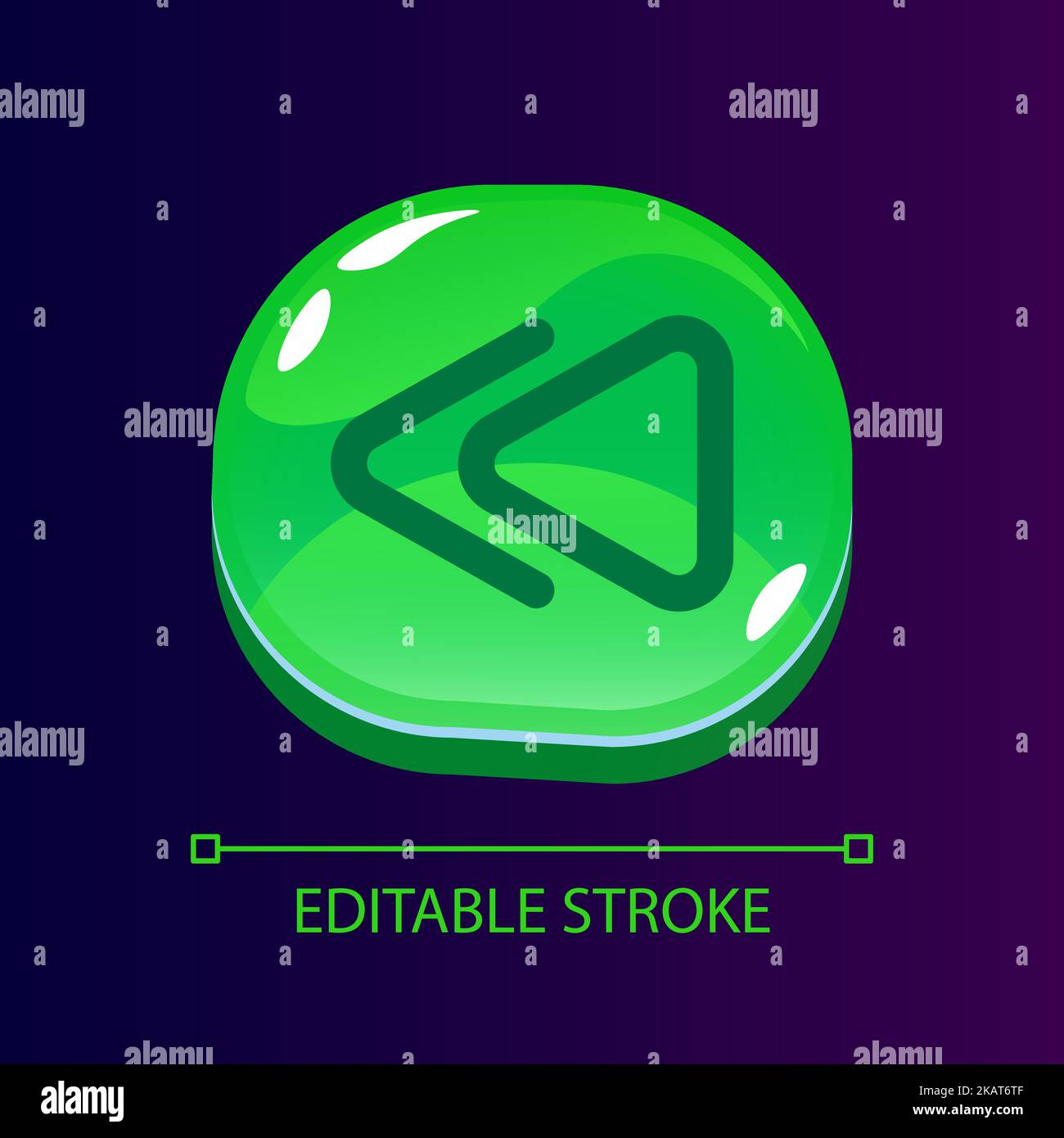 Player control glossy ui button with linear icon Stock Vector