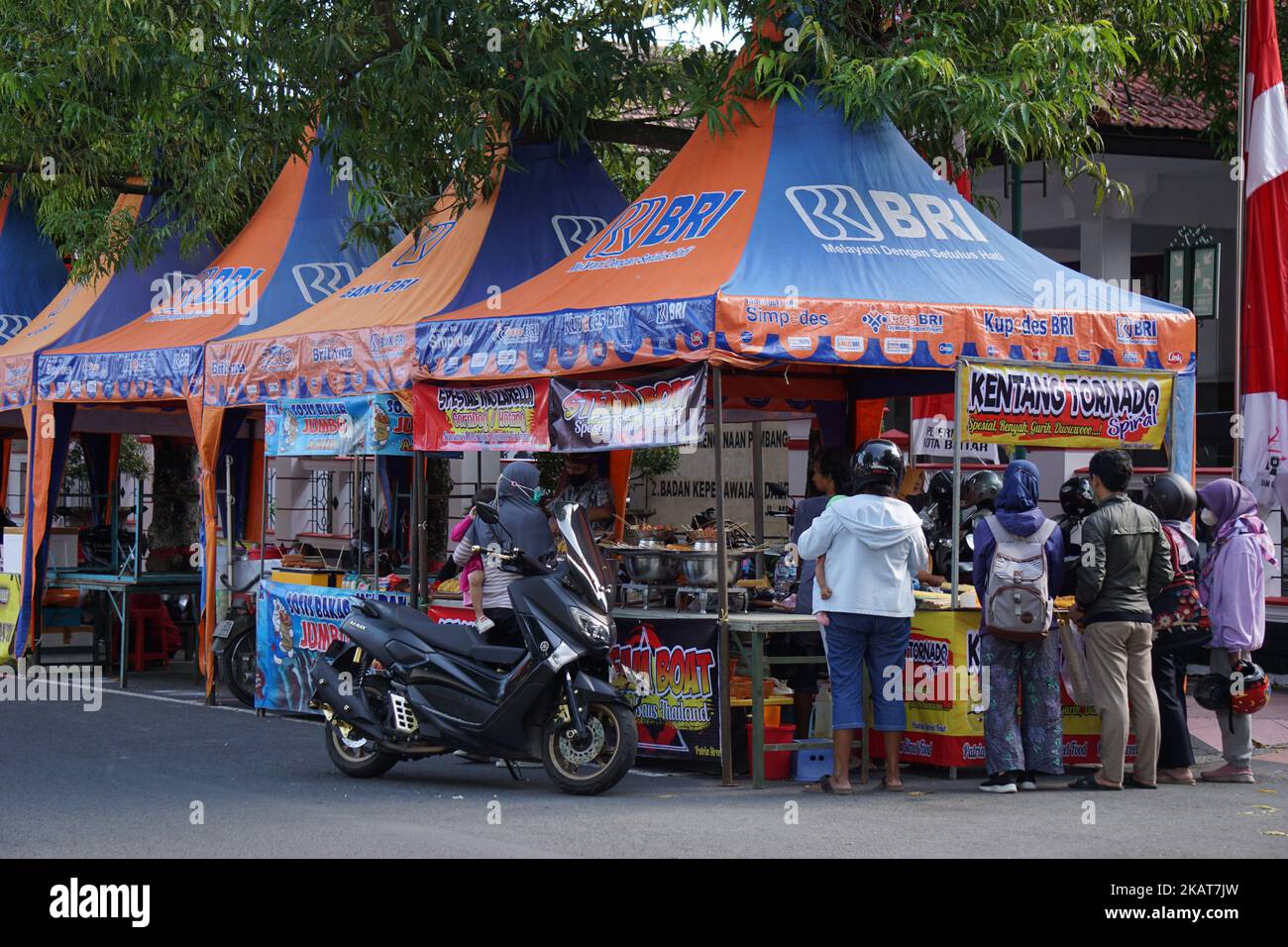 The food seller on Indonesian Food Bazaar in Taman Pecut Blitar Stock Photo
