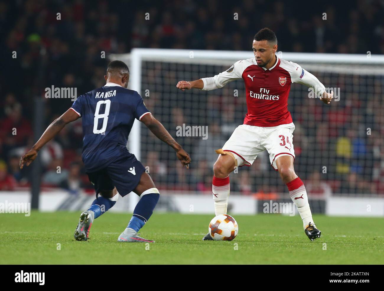 Arsenal's Francis Coquelin during UEFA Europa League Group H match between Arsenal and Red Star Belgrade (Crvena Zvezda) at The Emirates, in London, UK on November 2, 2017. (Photo by Kieran Galvin/NurPhoto)  Stock Photo