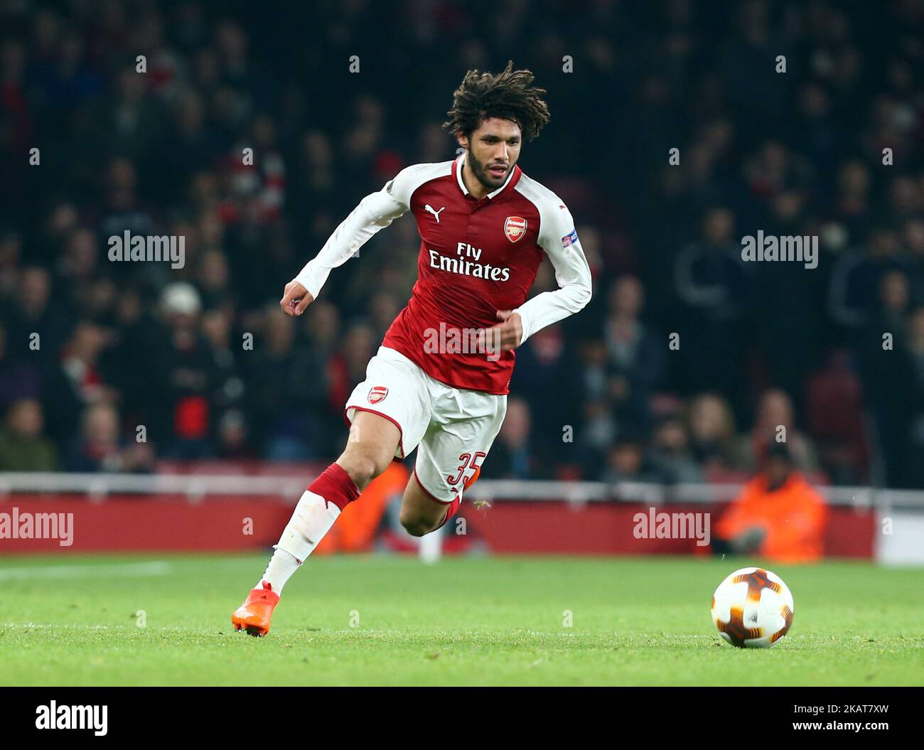 Arsenal's Mohamed Elneny during UEFA Europa League Group H match between Arsenal and Red Star Belgrade (Crvena Zvezda) at The Emirates, in London, UK on November 2, 2017. (Photo by Kieran Galvin/NurPhoto) Stock Photo