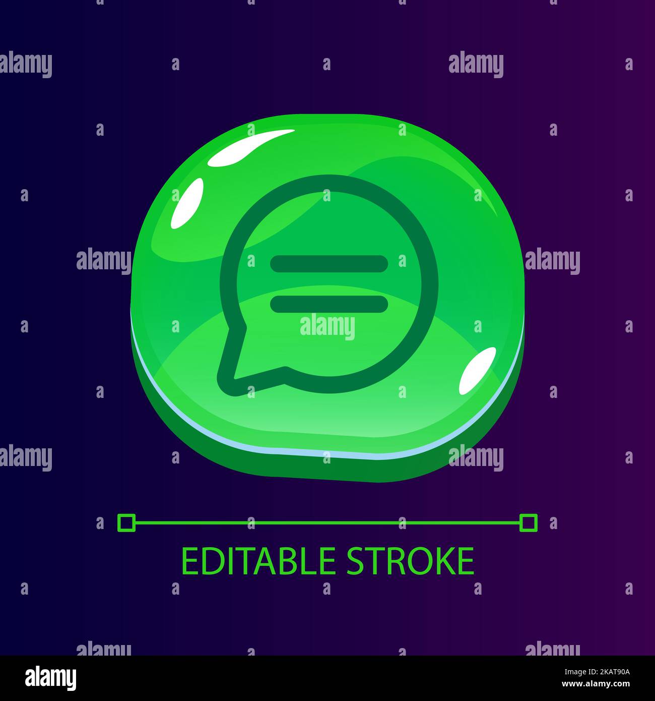 Message in chat glossy ui button with linear icon Stock Vector