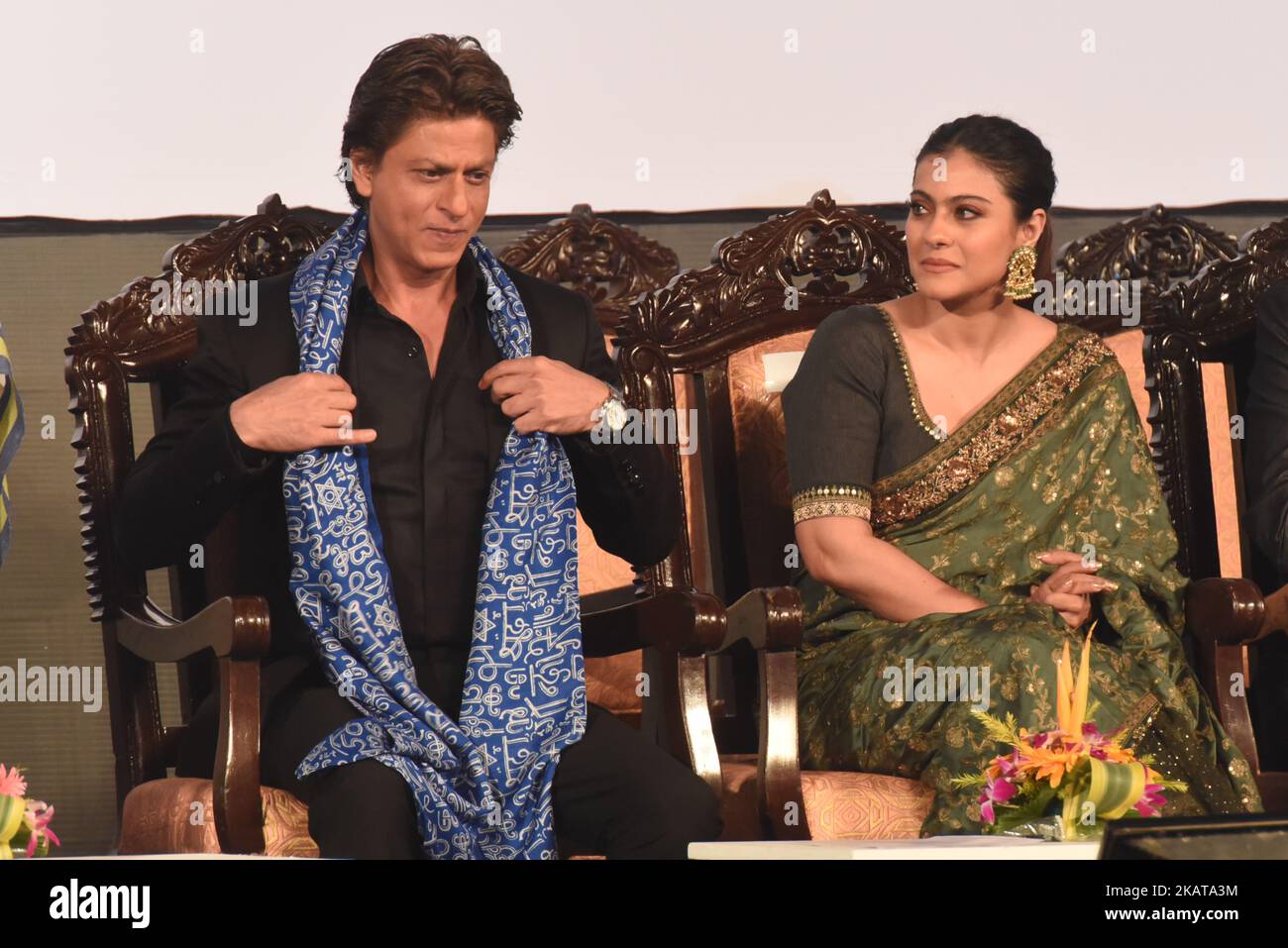 Indian star Actor Shah Rukh Khan and Actress Kajol at the Inauguration Ceremony 23rd Kolkata International Film Festival on November 10,2017 in Kolkata Netaji Indoor Stadium ,India. (Photo by Debajyoti Chakraborty/NurPhoto) Stock Photo