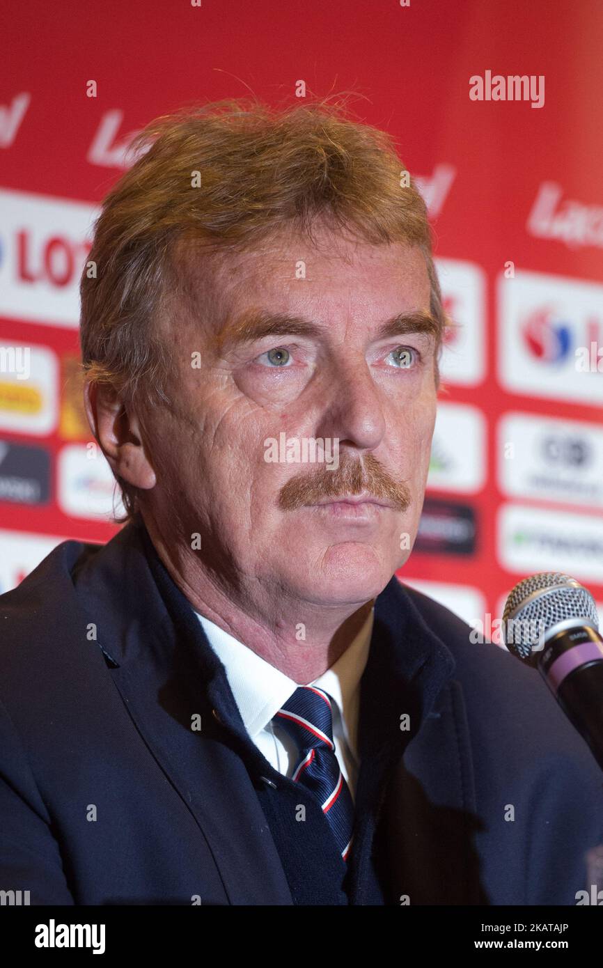 President of the PZPN Zbigniew Boniek before the international friendly soccer match between Poland and Uruguay at the PGE National Stadium in Warsaw, Poland on November 10, 2017 (Photo by Mateusz Wlodarczyk/NurPhoto) Stock Photo