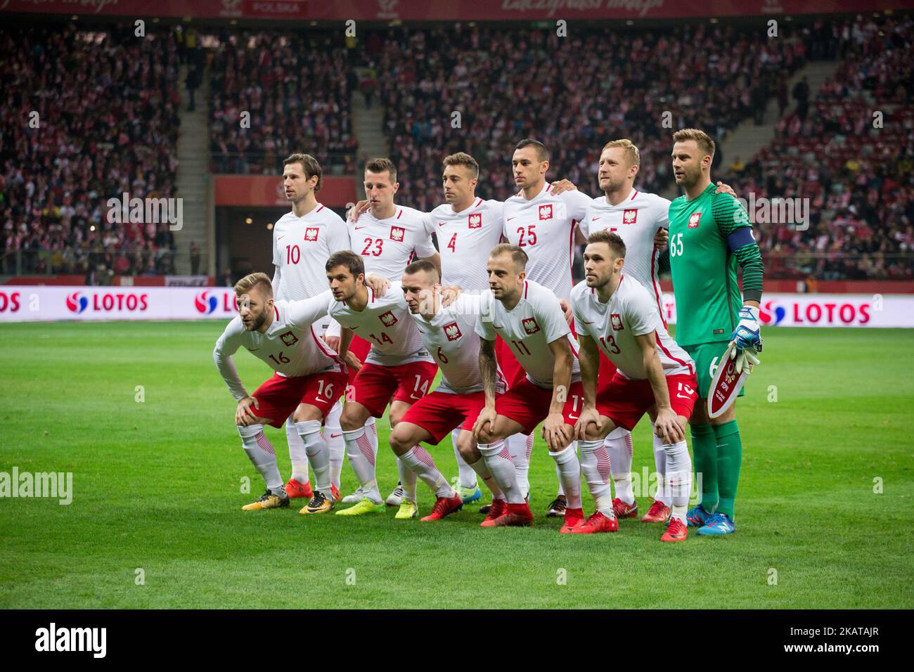 Poland national football team during the international friendly soccer match between Poland and Uruguay at the PGE National Stadium in Warsaw, Poland on November 10, 2017 (Photo by Mateusz Wlodarczyk/NurPhoto) Stock Photo