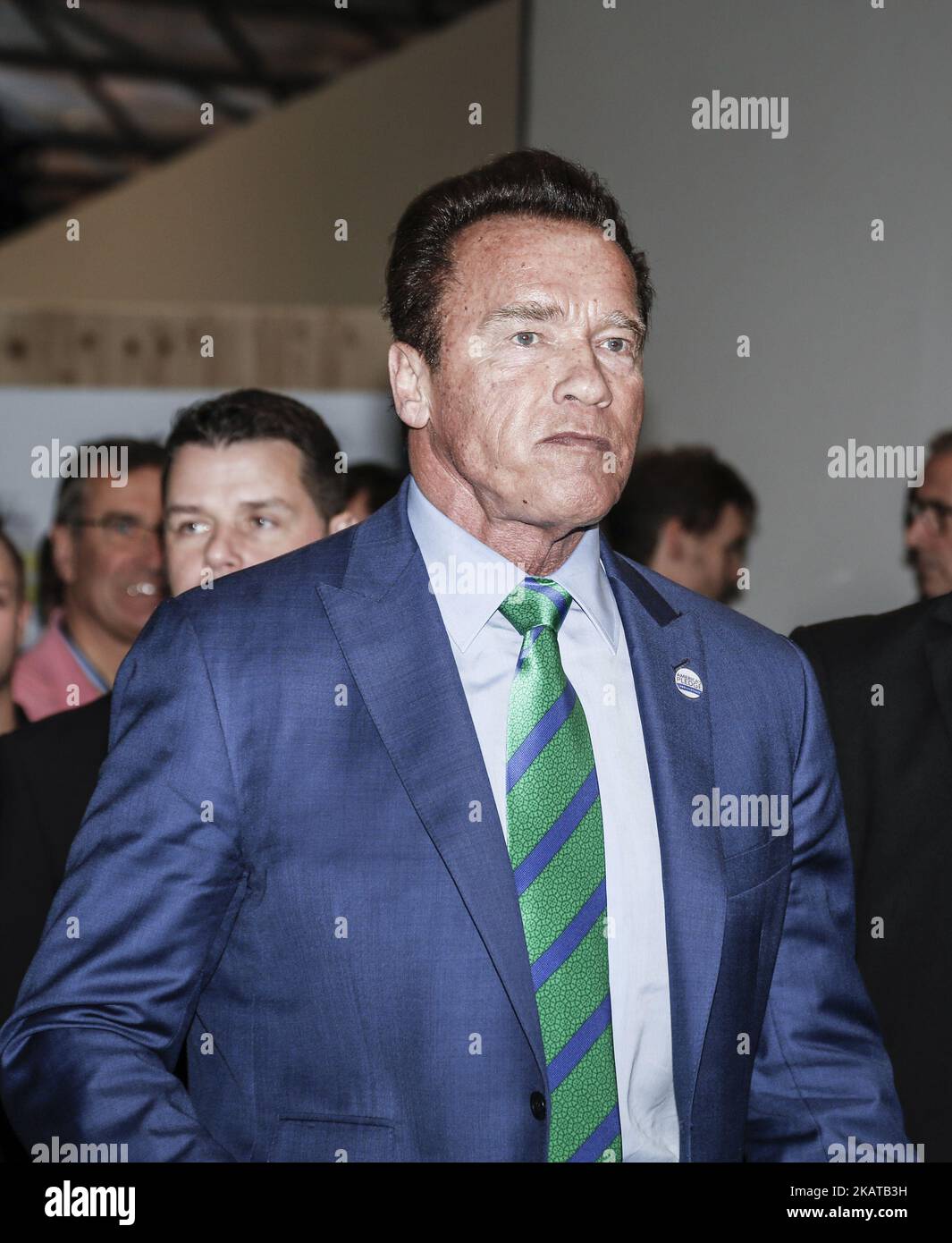 Arnold Schwarzenegger, R20 Founding Chair and Governor of California at the COP23 Fiji conference in Bonn, Germany on the November 12, 2017. COP23 if organized by UN Framework Convention for Climate Change. (Photo by Dominika Zarzycka/NurPhoto) Stock Photo