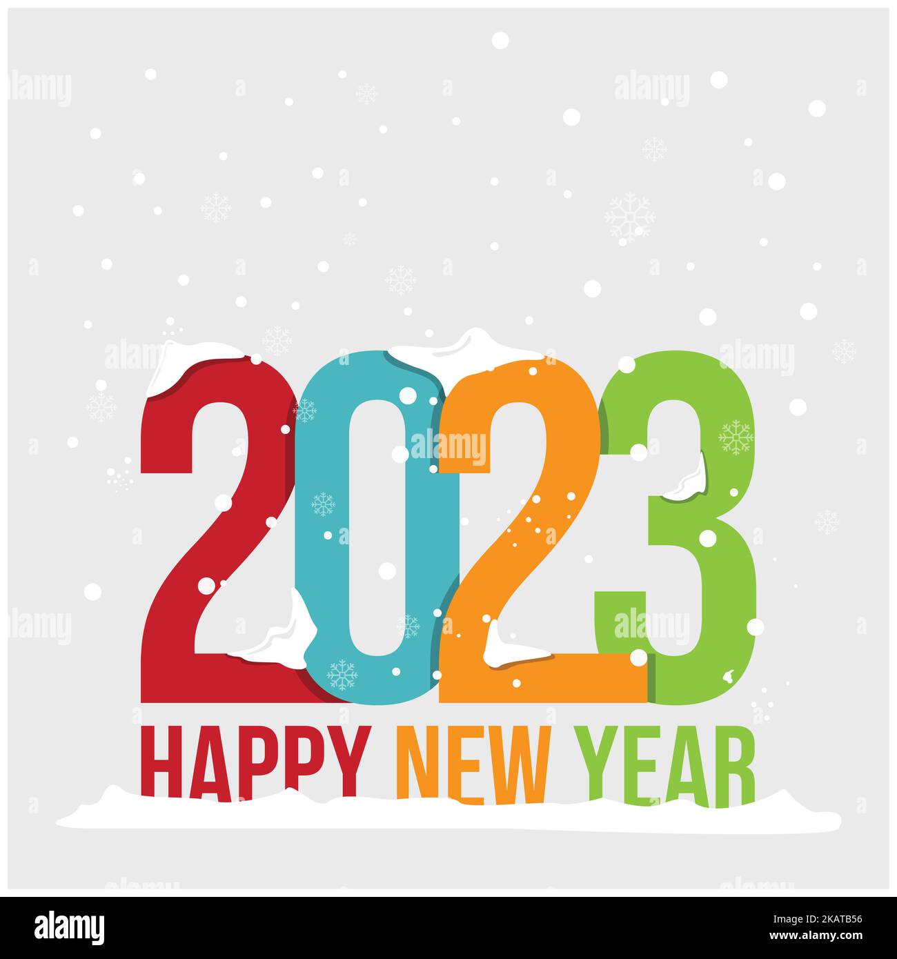 Winter snow 2023 Happy new year typography greetings vector image design illustration Stock Vector