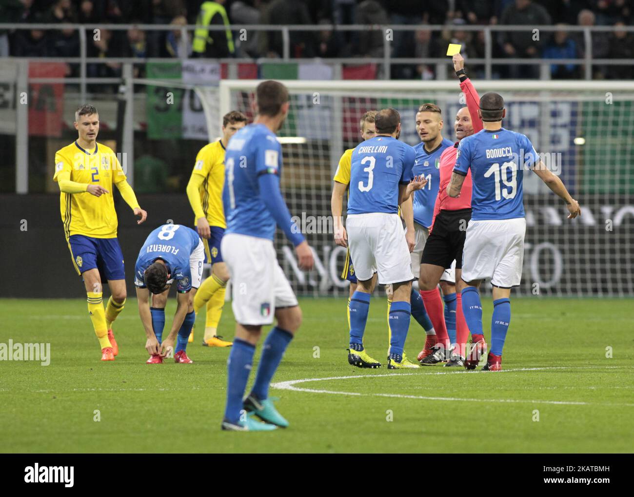 Giorgio Chiellini during the playoff match for qualifying for the Football World Cup 2018 between Italia v Svezia, in Milan, on November 13, 2017. Stock Photo